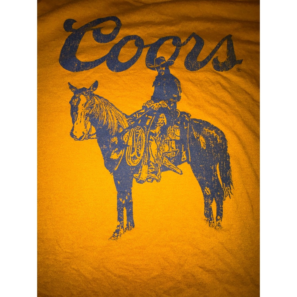 (CL) Coors‎ Banquet Beer Cowboy Graphic Tee Mustard Gold XL Western Horse Shirt - Picture 11 of 11